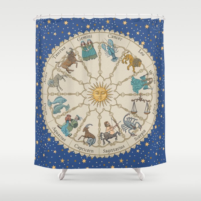 Vintage Astrology Zodiac Wheel Shower Curtain