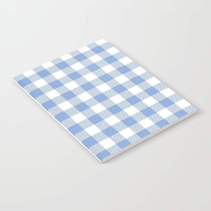 Buffalo Plaid Gingham on Baby Blue and White Vertical Split Notebook