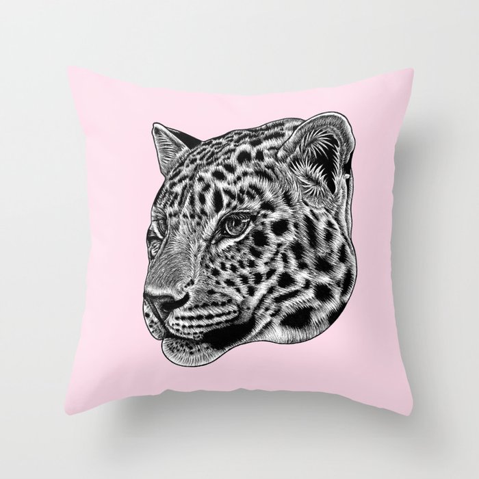 Amur leopard cub - pink - big cat Throw Pillow