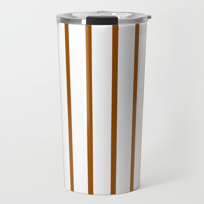 Vertical Lines (Brown/White) Travel Mug