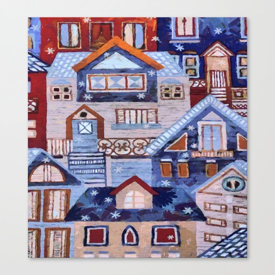 Winter town Canvas Print