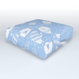 Winter Mittens Powder Blue Outdoor Floor Cushion | Knit, Mittens, Pattern, Powderblue, Digital, Drawing, Winter, Snow, Handdrawn, Cozy 