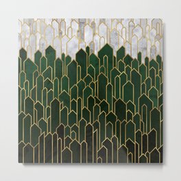 Emerald Green Crystals - Abstract Mosaic Metal Print