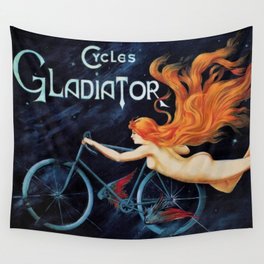 1905 Starry Night Gladiator Bicycles, Montmartre, Paris Vintage Advertisement Poster by George Massias Wall Tapestry