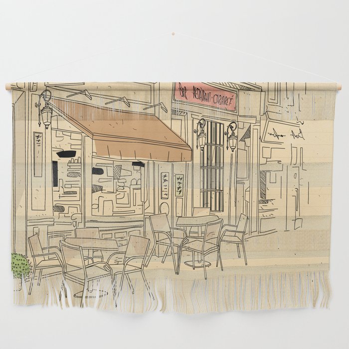 street cafe sketch Wall Hanging
