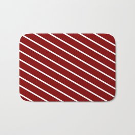 [ Thumbnail: Maroon & White Colored Lines/Stripes Pattern Bath Mat ]