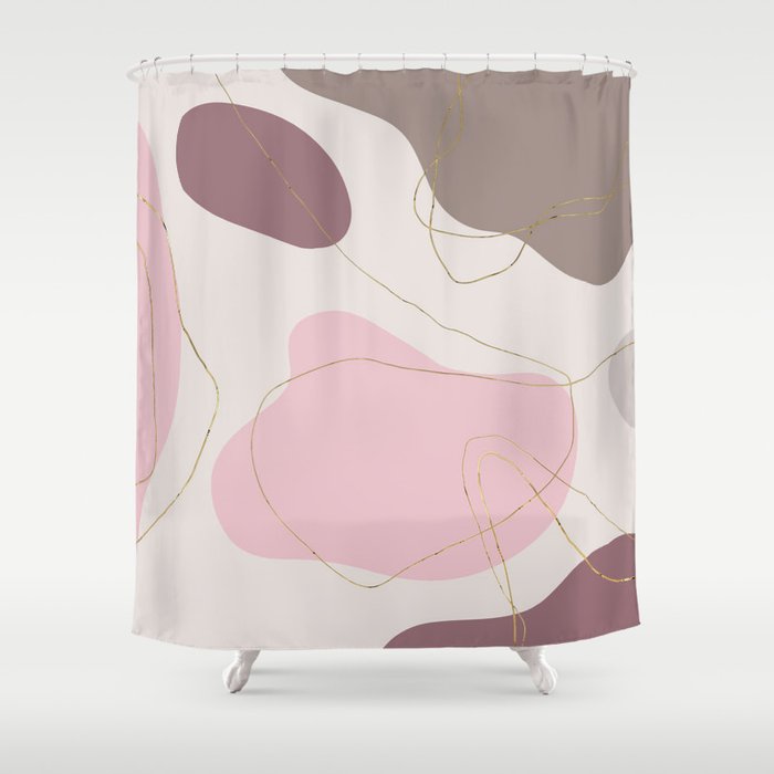 Geometrical ivory pink gold burgundy abstract Shower Curtain