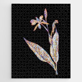 Floral Bandana of the Everglades Mosaic on Black Jigsaw Puzzle