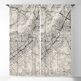 USA, Riverside City Map - Black and White Blackout Curtain