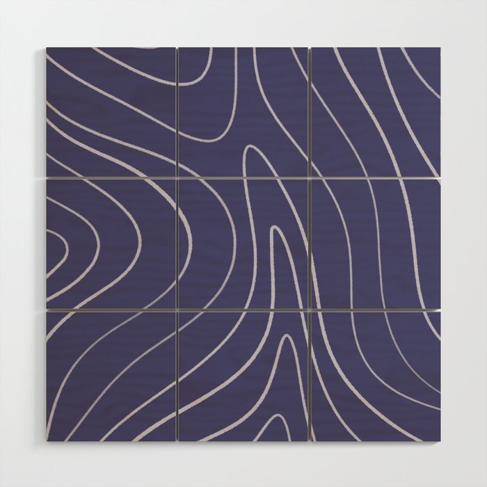 Minimalist Topographical Abstract in Purple Periwinkle Wood Wall Art