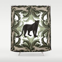 Tropical leaves and animals seamless pattern Shower Curtain