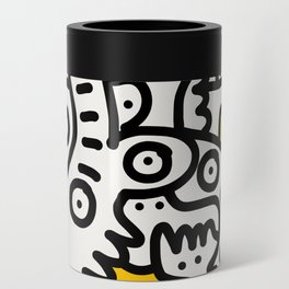 Black and White Cool Monsters Graffiti on Yellow Background Can Cooler