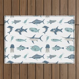 Blue Caribbean Fishes Outdoor Rug