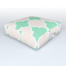 quatrefoil - green and cream Outdoor Floor Cushion