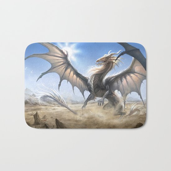 White Dragon Bath Mat