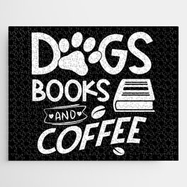 Dogs Books Coffee Typography Quote Saying Reading Bookworm Jigsaw Puzzle