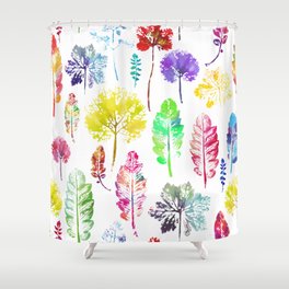 Crazy beautiful imprint watercolor pattern of leaves. Handmade painted. Beautiful seamless texture background imprint.  Shower Curtain