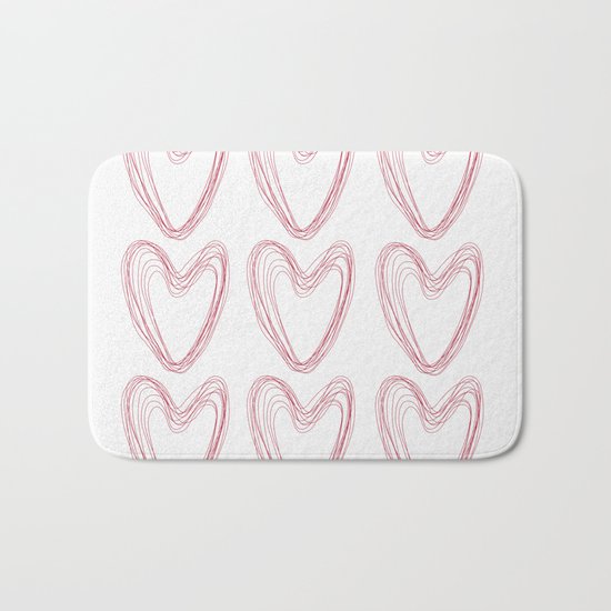 Nine Red Hearts Bath Mat