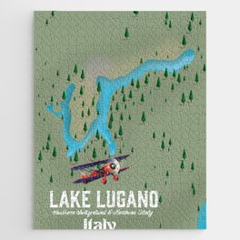 Lake Lugano Italy - Switzerland travel poster Jigsaw Puzzle