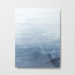 Indigo Abstract Painting | No. 4 Metal Print | Modern, Navy, Watercolor, Clouds, Curated, Landscape, Fluid, Ocean, Flowing, Blue 