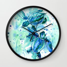 Turquoise Blue Sea Turtles in Ocean Wall Clock