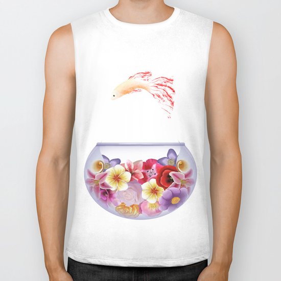 Floral Fish Bowl Biker Tank