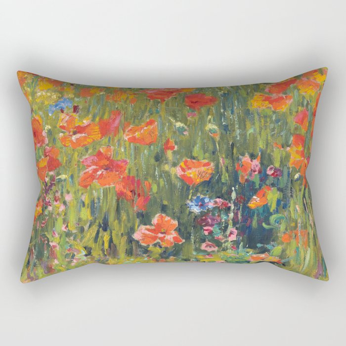 Poppies Painting by Robert William Vonnoh Rectangular Pillow
