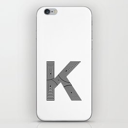 capital letter K in black and white, with lines creating volume effect iPhone Skin