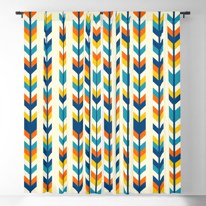 Colorful bohemian aztec arrows rows pattern Blackout Curtain