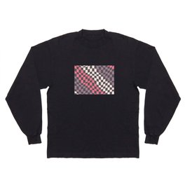 Pink pueple diagonal wavy checker Long Sleeve T-shirt