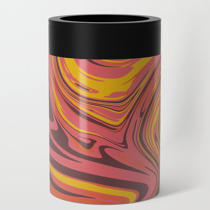 Marble retro liquid pink yellow flow Can Cooler