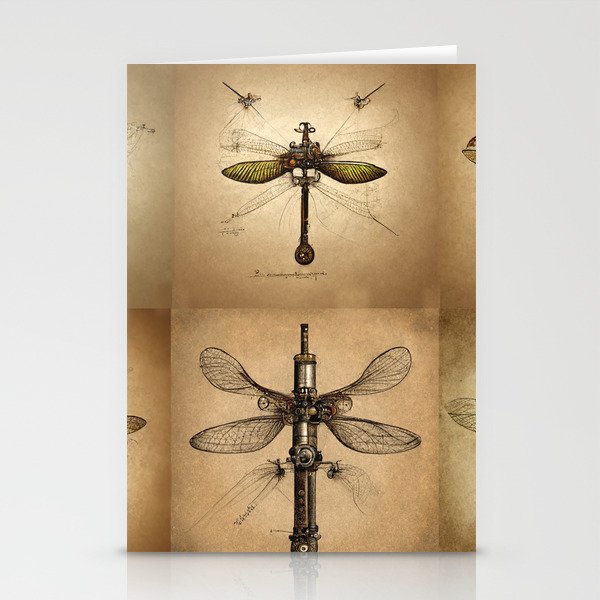 Steampunk Mechanical Dragonflies Stationery Cards