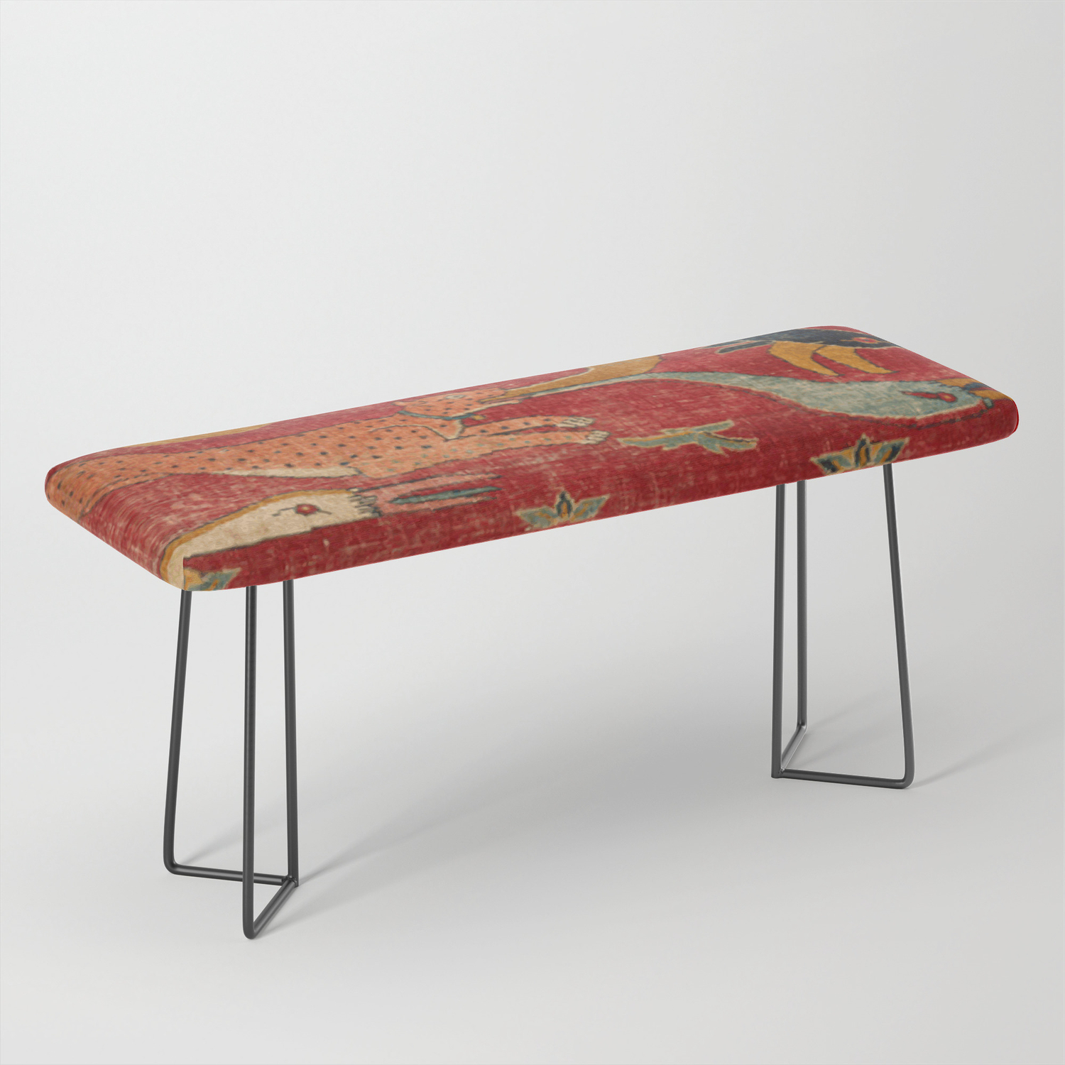 Animal Grotesques Mughal Carpet Fragment Digital Painting Bench by Vicky  Brago-Mitchell® | Society6