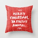 Merry Christmas, Ya Filthy Animal – Red Throw Pillow by catcoq | Society6