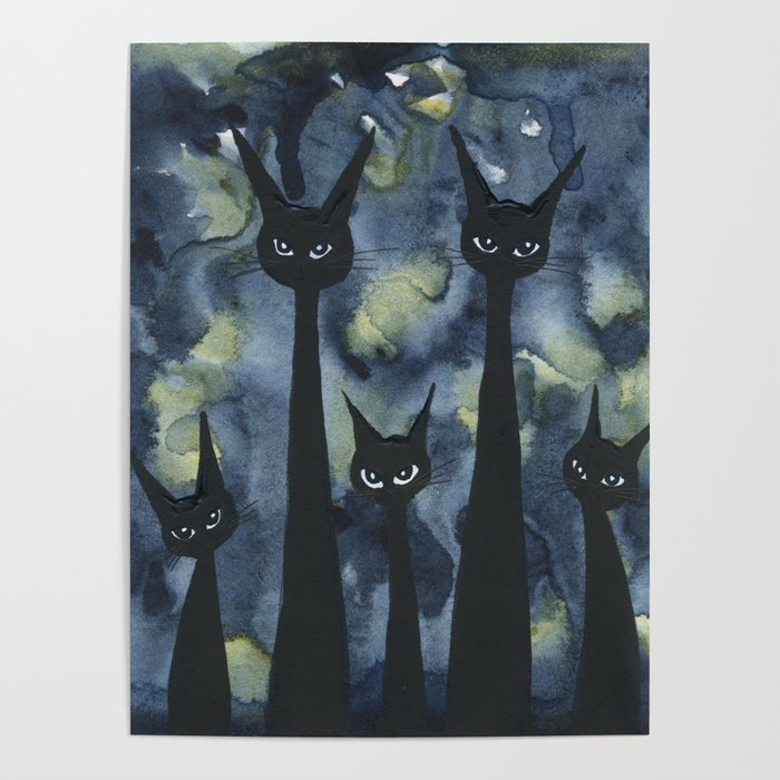 Norwich Whimsical Black Cats Poster