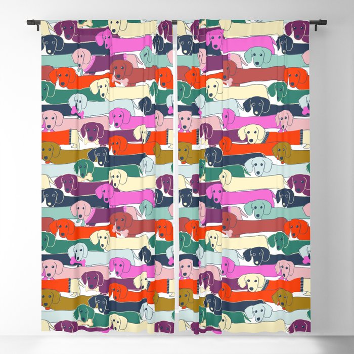 colored doggie pattern Blackout Curtain