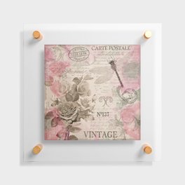 Vintage Flowers with roses and dragonfly.  Floating Acrylic Print
