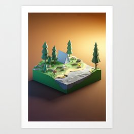 Camp site in a forest Art Print