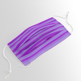 [ Thumbnail: Purple & Dark Violet Colored Stripes/Lines Pattern Face Mask ]