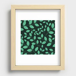 Retro Style Leaves Pattern - Ocean Green Recessed Framed Print