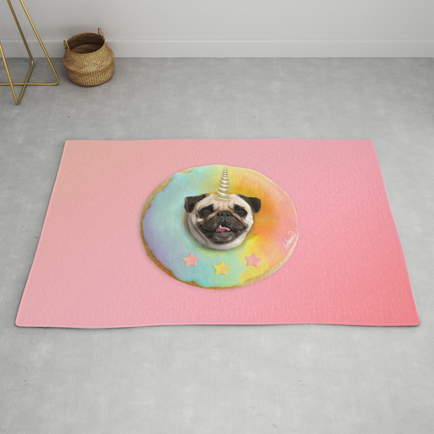 Unicorn Pug Pastel Donut Rug By Lostanaw Society6
