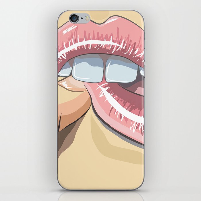 Lips with finger iPhone Skin