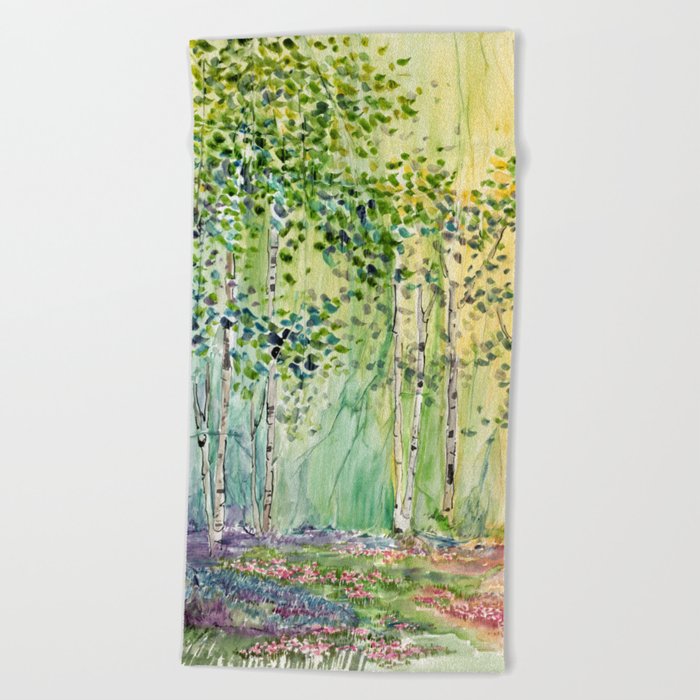 4 season watercolor collection - spring Beach Towel