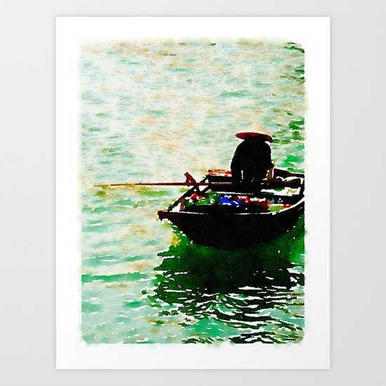 Row Boat in Vietnam Art Print