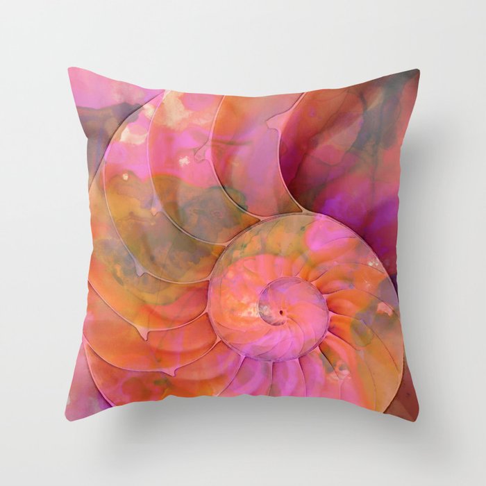 Colorful Nautilus Shell By Sharon Cummings Throw Pillow