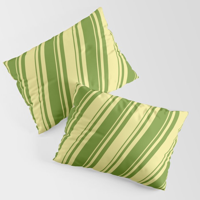 Tan & Green Colored Lines Pattern Pillow Sham