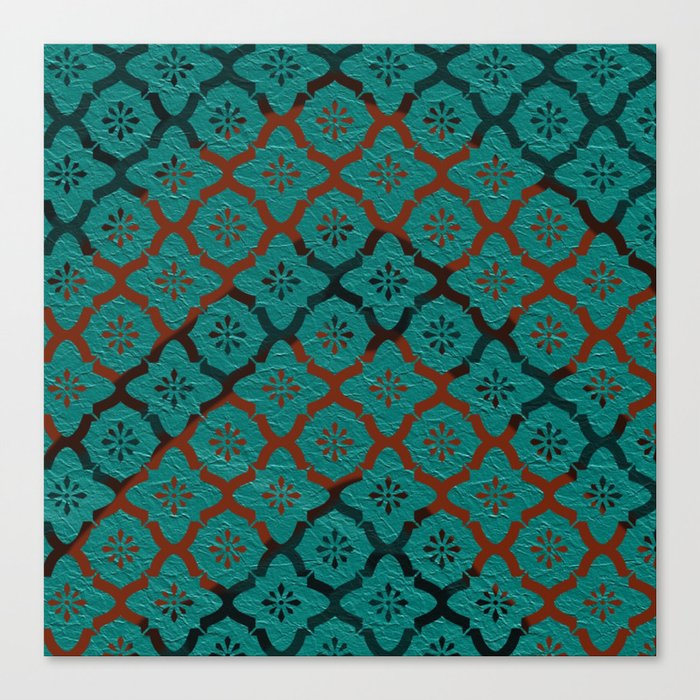 Red and Teal Pattern Canvas Print