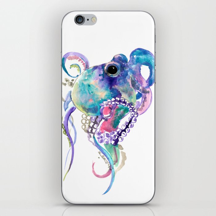 Tuquoise BLue Pink Purple Octopus iPhone Skin