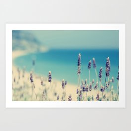 Beach - Lavender Blues - Flower Print - Ocean Sea photography by Ingrid Beddoes Art Print