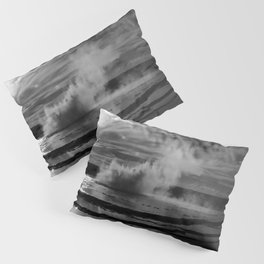 Yellowstone Old Faithful Great Fountain Geyser Wyoming Landscape black and white photograph / photographs / photography Pillow Sham
